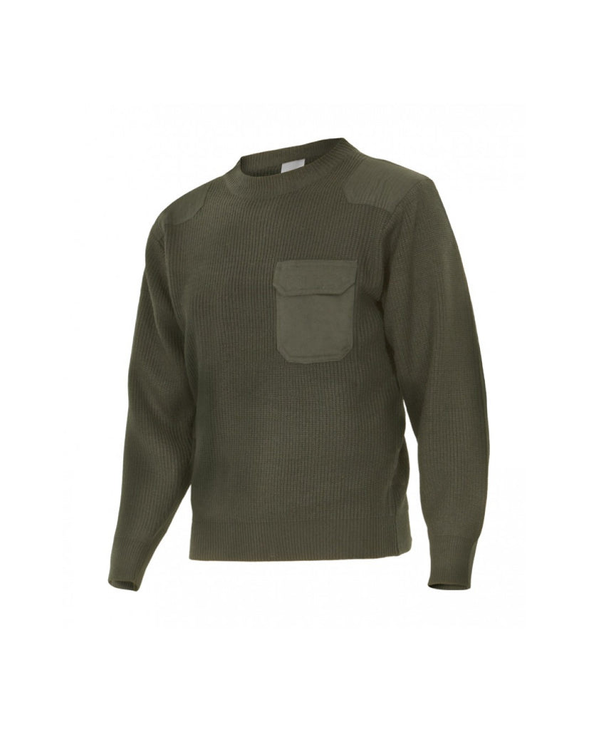 Jersey verde caza manga larga con bolsillo delantero