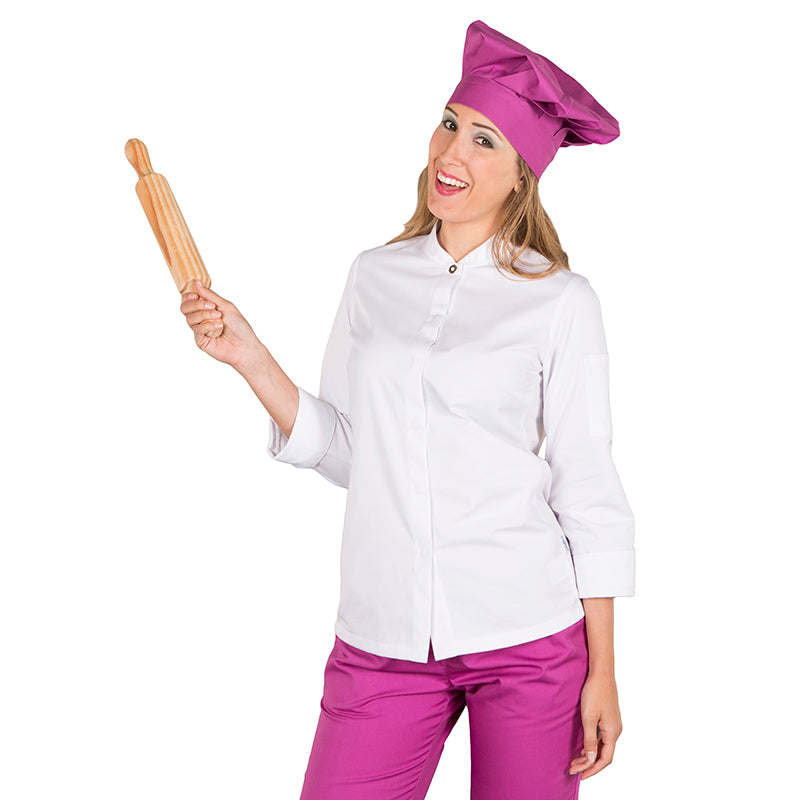 CHAQUETA COCINA MUJER VARELA BLANCO Y NEGRO