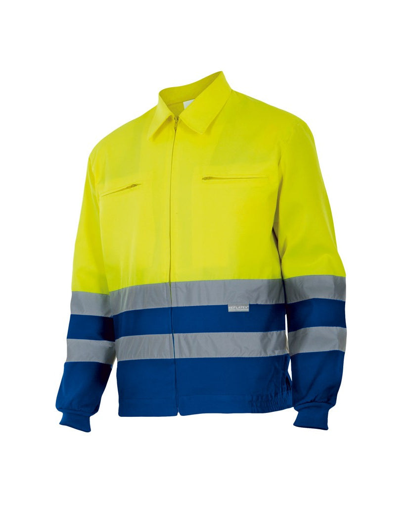 Chaqueta bicolor alta visibilidad 153 amarillo fúor-azulina 140