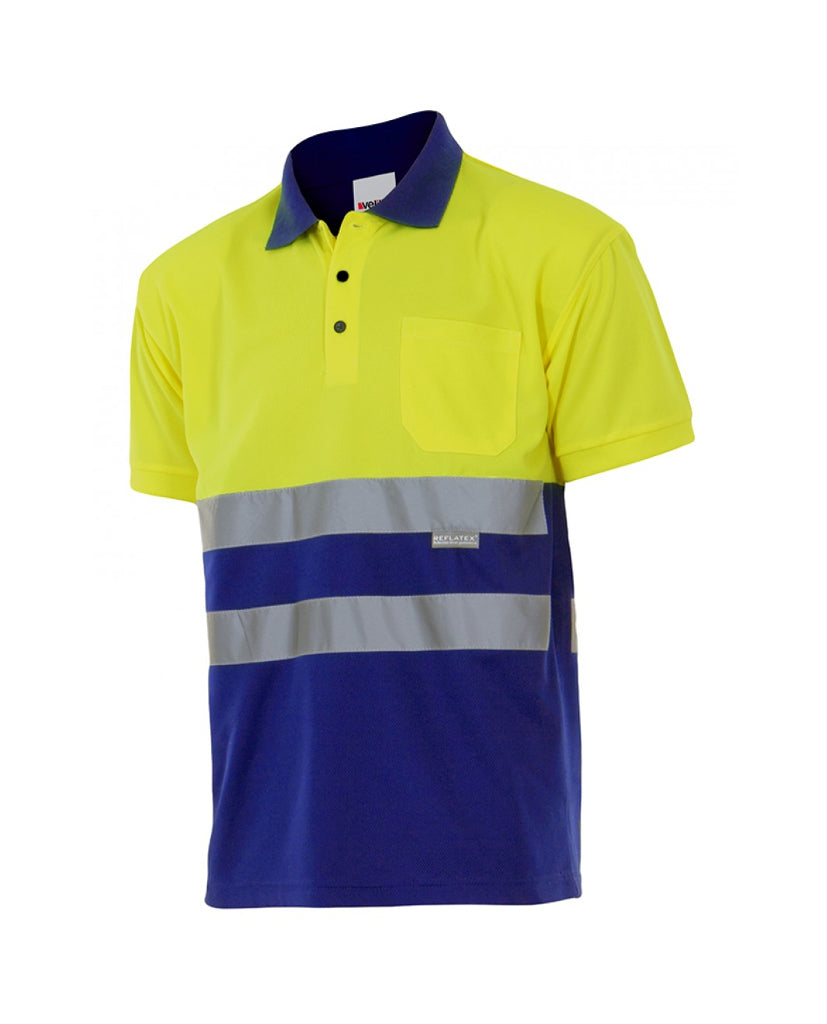 Polo alta visibilidad 173 amarillo flúor-azulina 140
