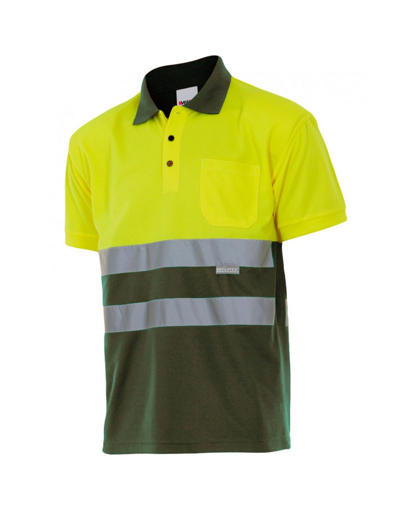 Polo alta visibilidad 173 amarillo flúor - verde caza 150