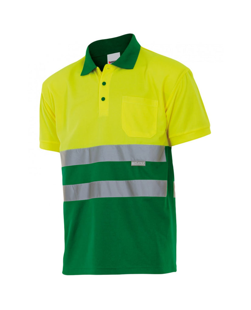Polo alta visibilidad 173 amarillo flúor - verde hierba 180