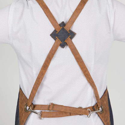 DELANTAL CON PETO BOLSILLOS TEJANO COMBINADO