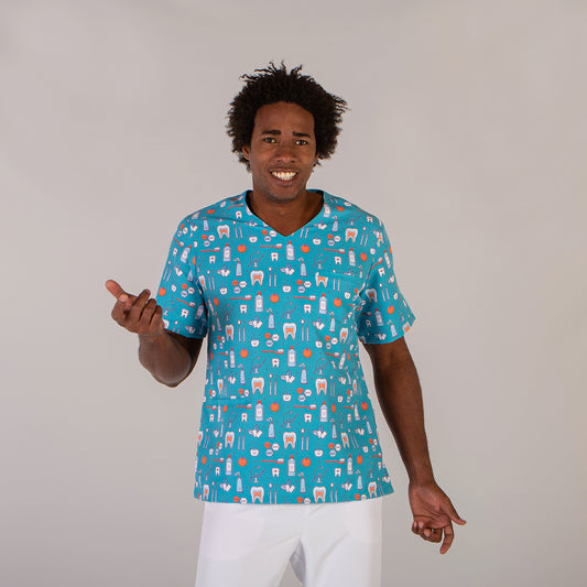 BLUSA MANGA CORTA PIJAMA MICROFIBRA DIENTES-MOLARES