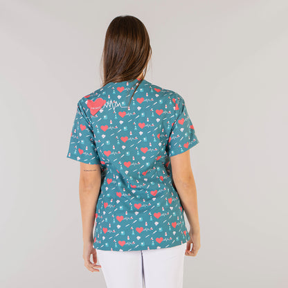 BLUSA MANGA CORTA PIJAMA MICROFIBRA CORAZÓN