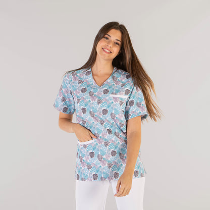 BLUSA MANGA CORTA PIJAMA MICROFIBRA HOJAS
