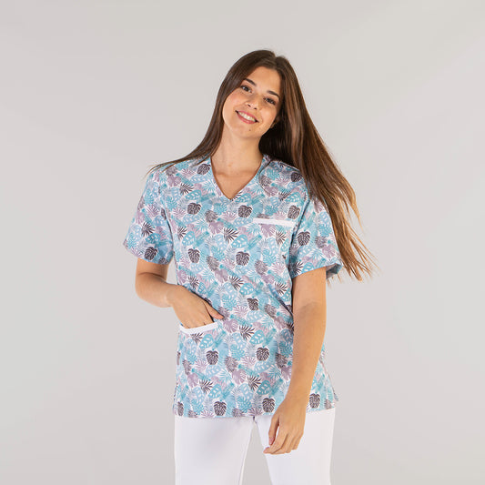 BLUSA MANGA CORTA PIJAMA MICROFIBRA HOJAS