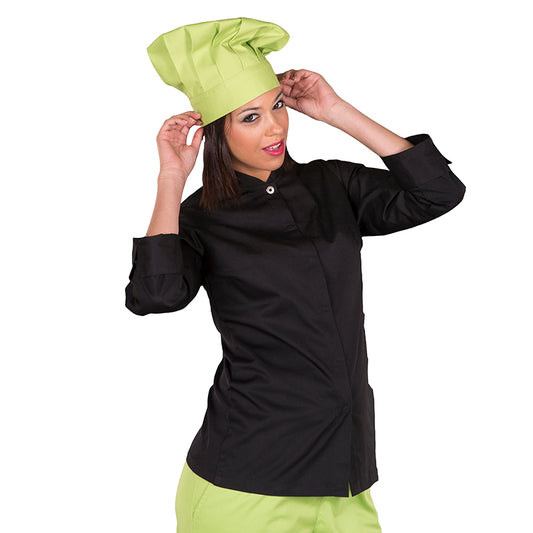 CHAQUETA COCINA MUJER VARELA BLANCO Y NEGRO