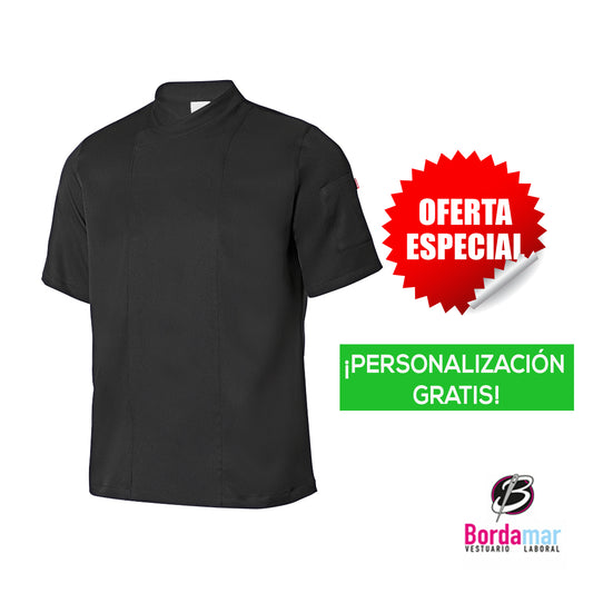 CHAQUETA COCINA UNISEX MICROFIBRA MANGA CORTA V