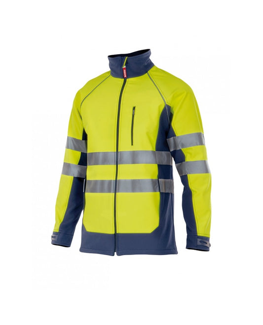 Chaqueta bicolor alta visibilidad amarillo-azul marino