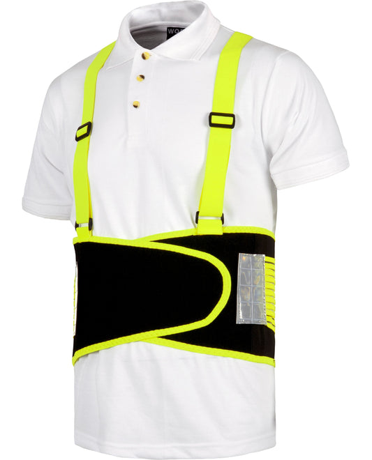 Faja lumbar tirantes alta visibilidad reforzada en amarillo y negro modelo wfa305