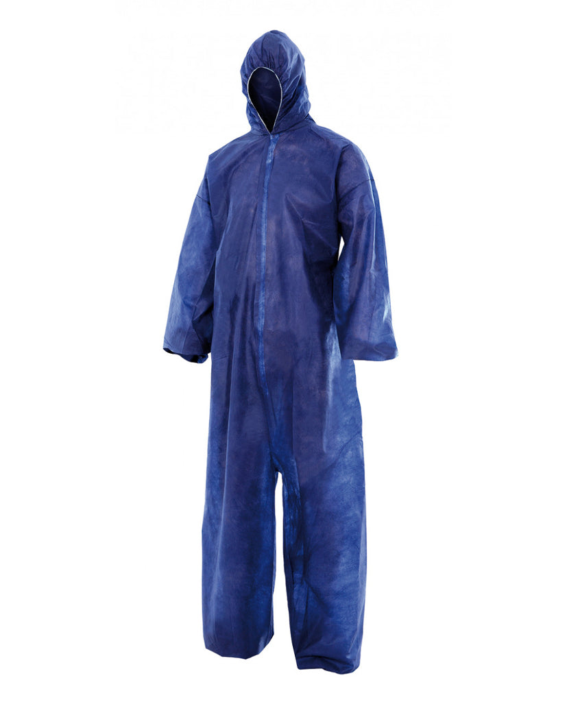Mono desechable azul en polipropileno con cremallera central