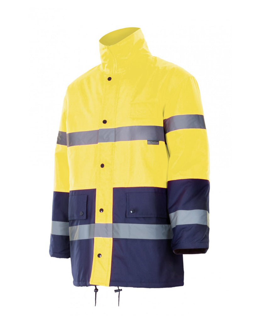 Parka bicolor alta visibilidad amarillo-azul marino 70