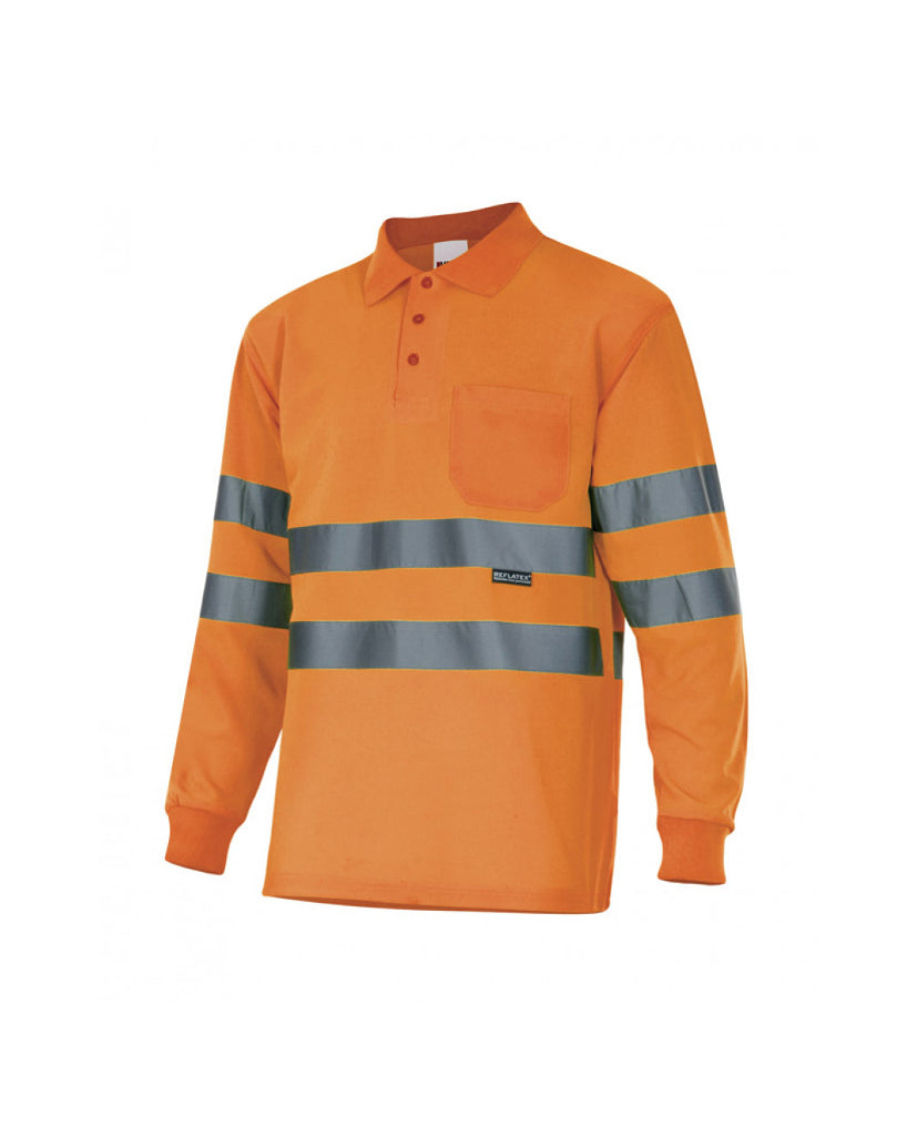 Polo manga larga alta visibilidad 174 naranja flúor 19